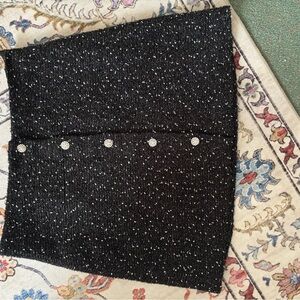 Express Black Tweed Skirt with Buttons